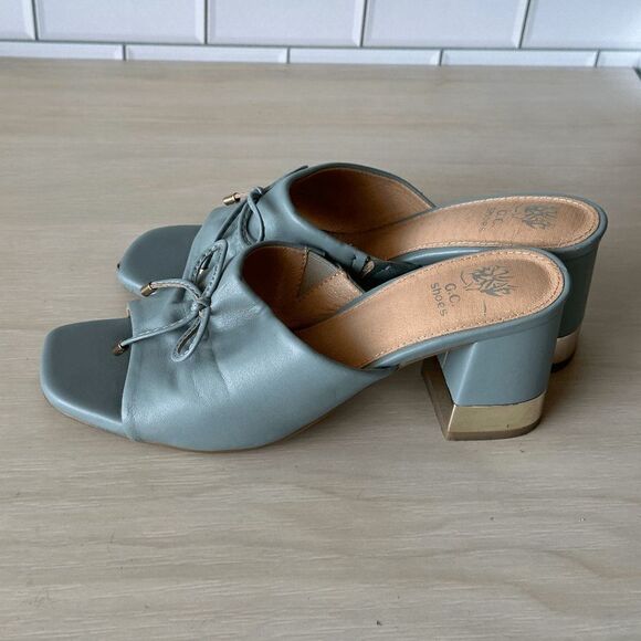 Good Choice New York Powder Blue Adison Block Heel Mules Size 7 - Picture 10 of 12